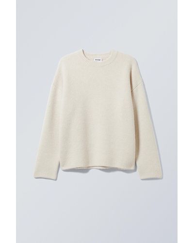Weekday Teo Oversized Wool Blend Knit Jumper - Natural