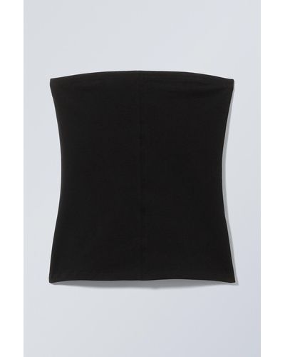 Weekday Fitted Cotton Tube Top - Black
