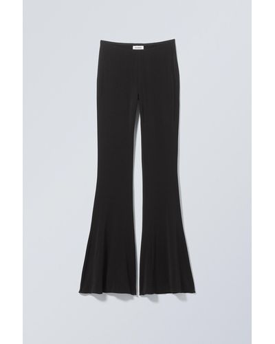 Weekday Mina Flared Jersey Trousers - Black