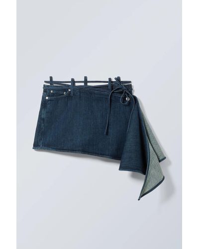 Weekday Short Denim Wrap Skirt - Blue