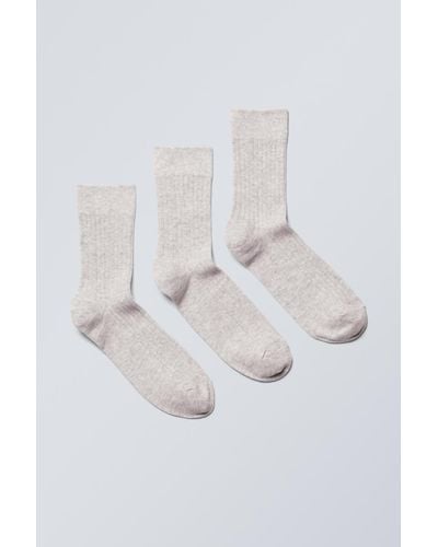 Weekday 3er Pack Socken Selma - Weiß