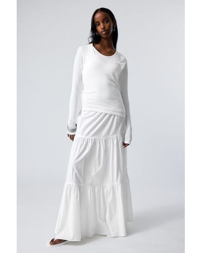 Weekday Tiered Maxi Poplin Skirt - White