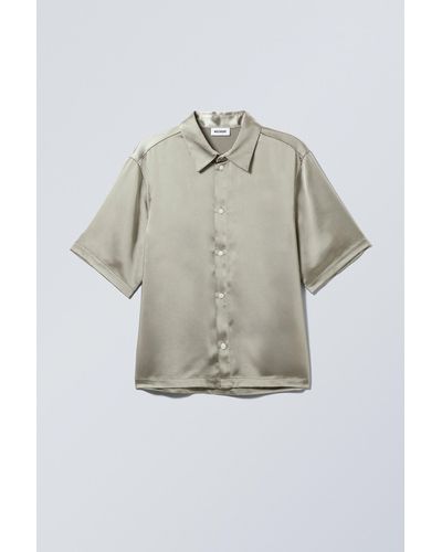 Weekday Shiny Short Sleeve Satin Shirt - Multicolour
