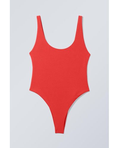 Weekday Sportlicher Badeanzug Shine - Rot