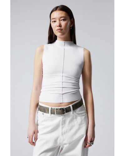 Weekday Soft Mock Neck Top - White