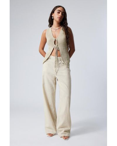 Weekday Astro Baggy Linen Blend Trousers - Natural