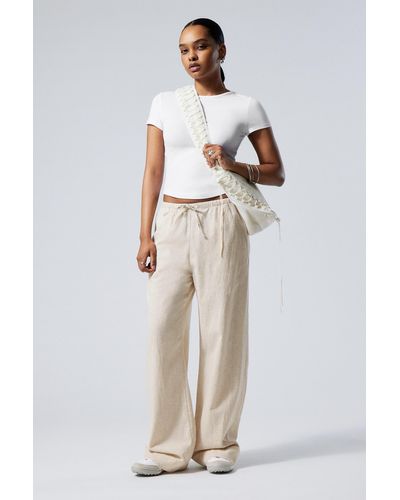 Weekday Mia Linen Mix Trousers - Natural
