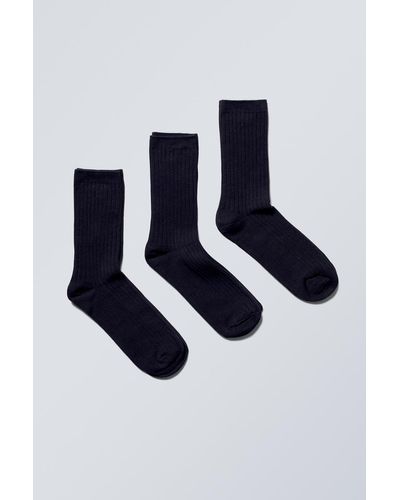 Weekday 3er-Pack Socken Noah - Schwarz
