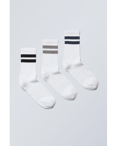 Weekday 3-pack Striped Sport Socks - Multicolour