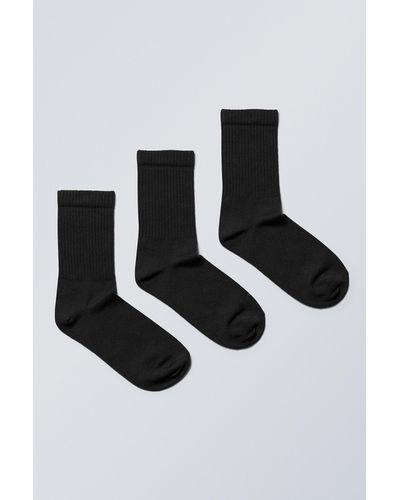 Weekday 3-pack Sport Socks - Black