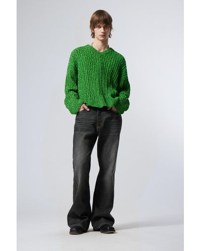 Weekday Dean Oversized Knitted V-neck Jumper - Green