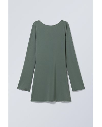 Weekday Clair Open Back Mini Dress - Green
