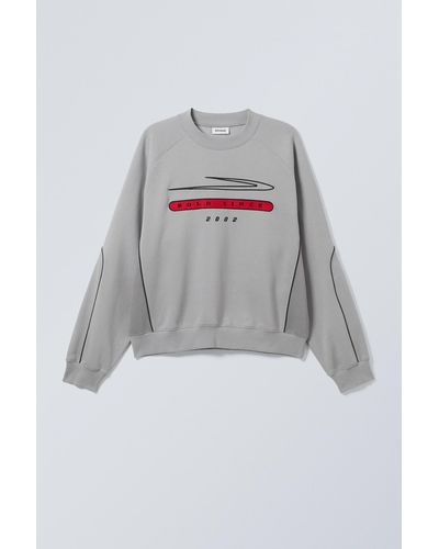Weekday Graphic Regular Raglan Sweatshirt - Grey