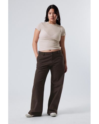 Weekday Loose Carpenter Canvas Trousers - Brown