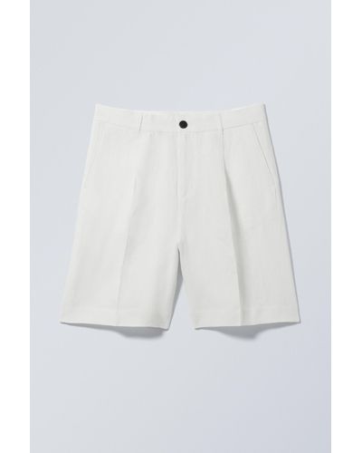 Weekday Loose Linen Suit Shorts - Blue