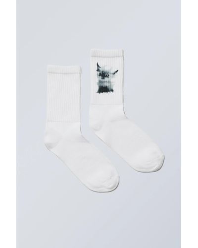 Weekday Sport Printed Socks - White