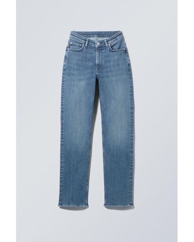 Weekday Twig Curve Mid Straight Jeans - Blue