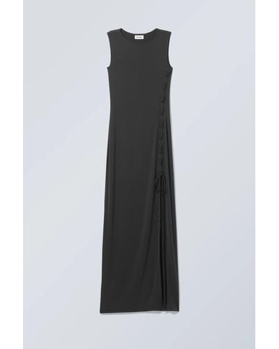 Weekday Ira Long Lace-up Dress - Black