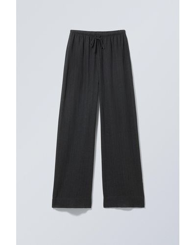 Weekday Relaxed Linen Blend Trousers - Black