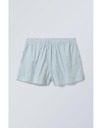 Weekday Relaxed Boxer Cotton Shorts - Blue