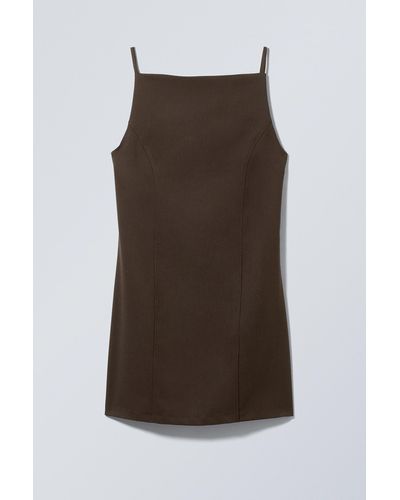 Weekday Mini Suiting Dress - Brown