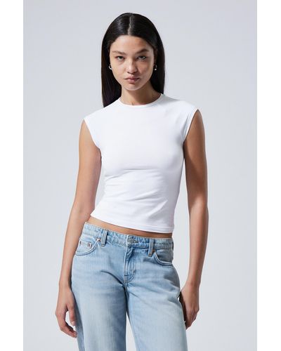 Weekday Short Sleeve Fitted Top - White