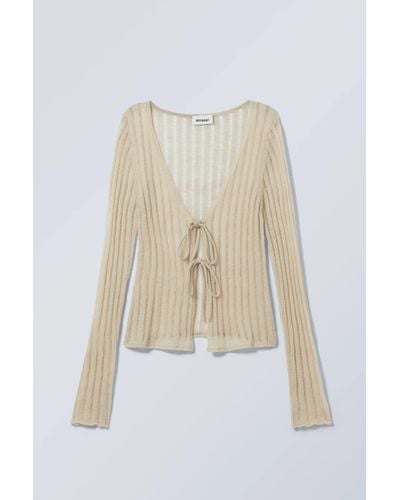 Weekday Fitted Tie Cardigan - Natural