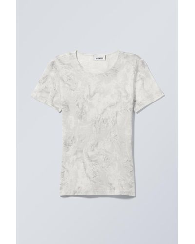 Weekday Bedrucktes T-Shirt Ready - Weiß