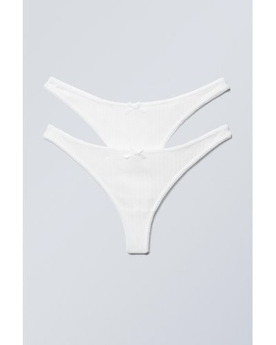 Weekday 2-pack Pointelle Cotton Thongs - Blue