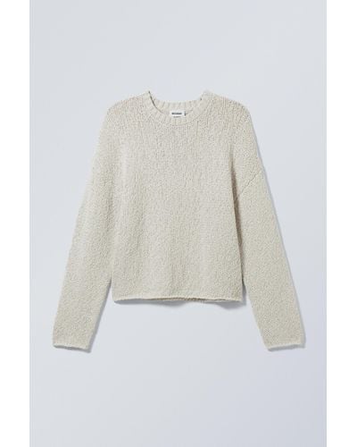 Weekday Cropped Heavy Knitted Jumper - White