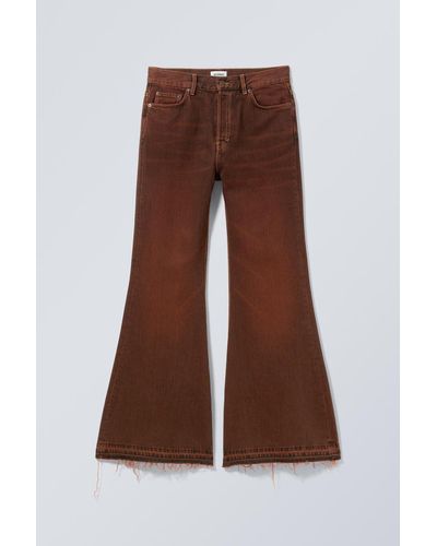 Weekday Low Baggy Flared Jeans Grove - Braun