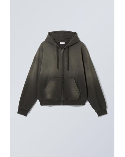 Weekday Washed Boxy Zip Hoodie - Multicolour