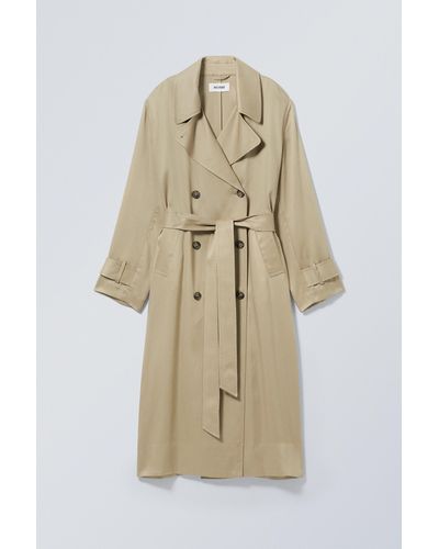 Weekday Evelyn Relaxed Lyocell Trench Coat - Natural