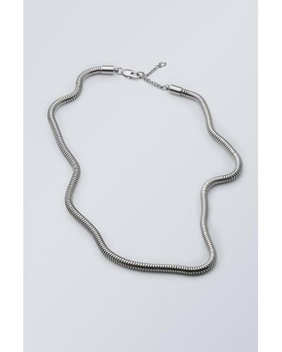 Weekday Snake-chain Necklace - Grey
