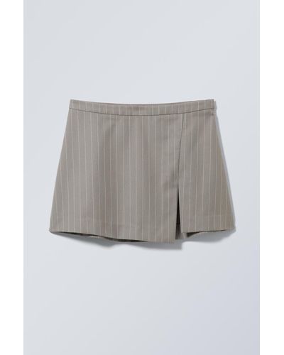 Weekday Mel Pinstripe Mini Skirt - Grey