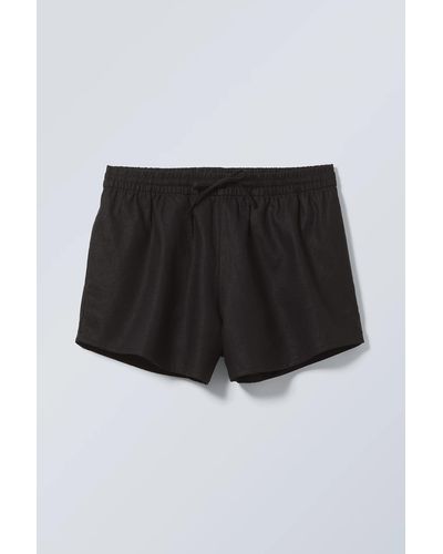 Weekday Tyler Linen Blend Shorts - Black