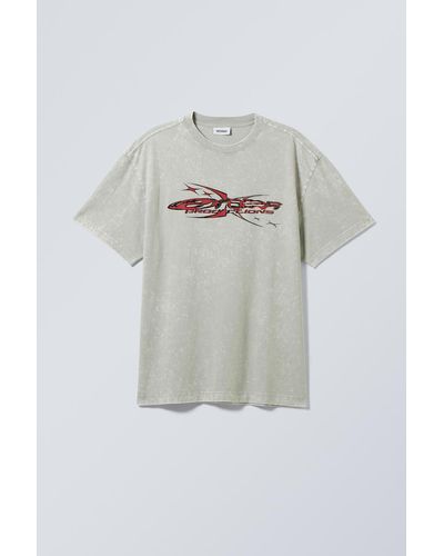 Weekday Oversized-T-Shirt mit Grafikprint - Grau