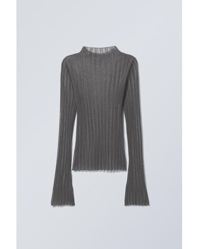 Weekday Mary Sheer Knitted Jumper - Grey