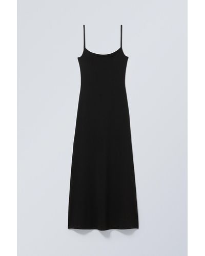 Weekday Long Fitted Strap Dress - Black