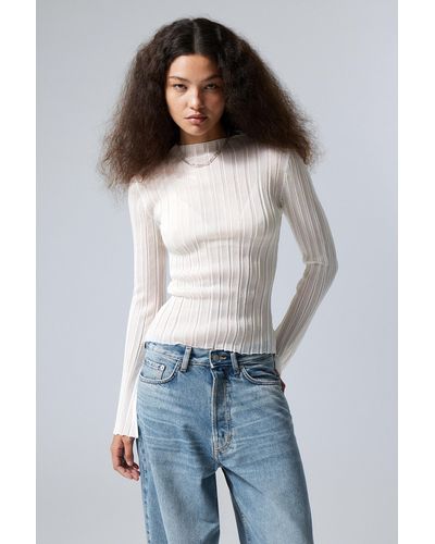 Weekday Mary Sheer Knitted Jumper - White