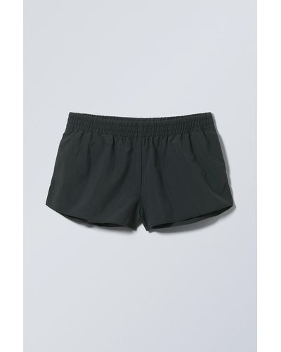 Weekday Sporty Nylon Mini Shorts - Black