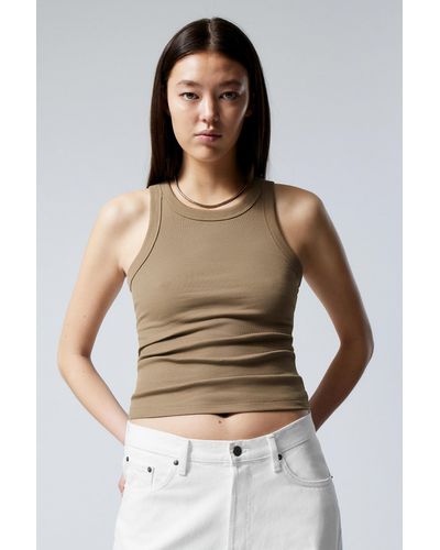 Weekday Fitted Rib Tank Top - Brown