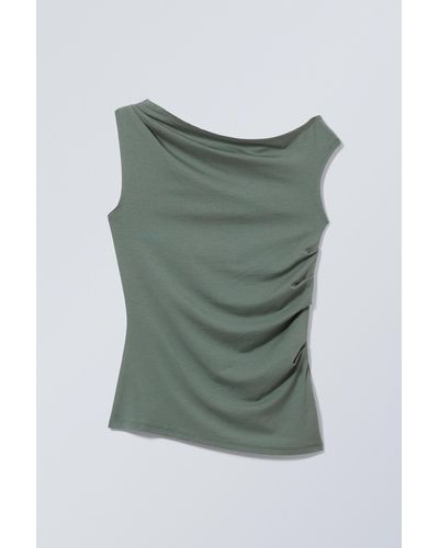 Weekday Hera Drape Top - Green