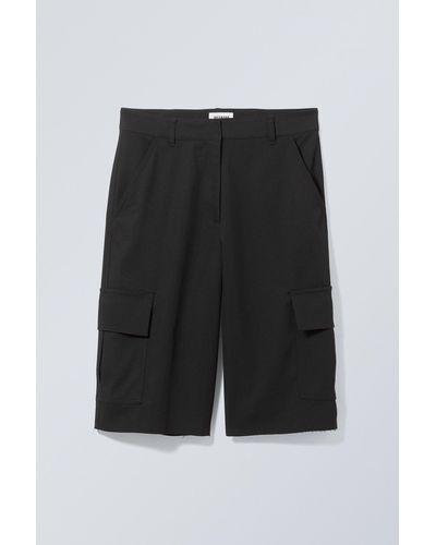 Weekday Arwen Cargo Suiting Shorts - Black