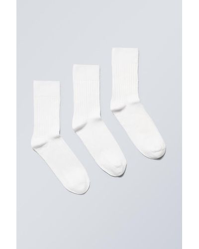 Weekday 3Er Pack Socken Selma - Weiß