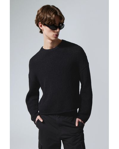 Weekday Cropped Heavy Knitted Jumper - Black