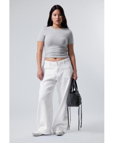 Weekday Loose Carpenter Linen Blend Trousers - White