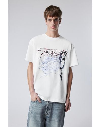 Weekday Oversized-T-Shirt mit Grafikprint - Weiß