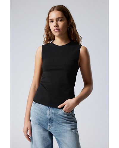 Weekday Fitted Cotton Tank Top - Black