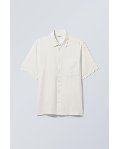 Weekday Relaxed Linen Short Sleeve Shirt - White